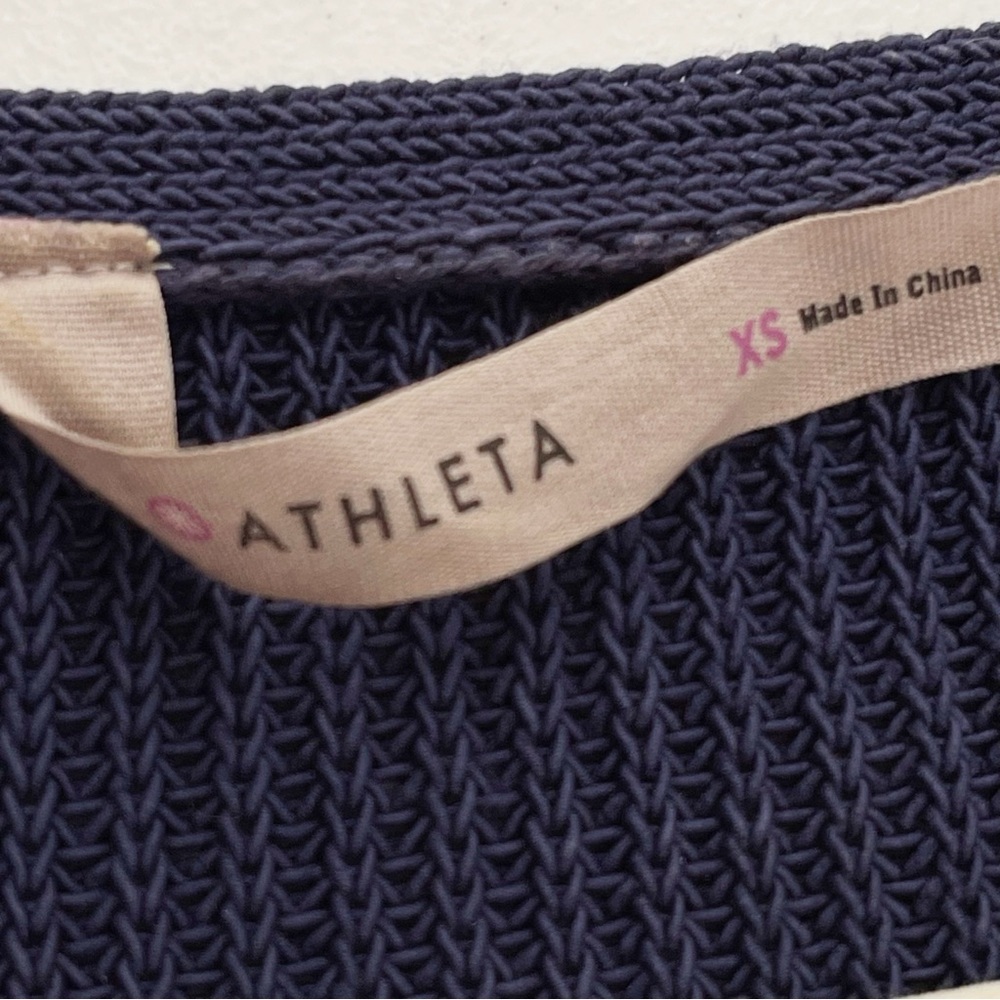 Athleta Navy Highline Pullover Sweater Tunic V-Neck Cotton Blend Women’s Size XS - Picture 6 of 7